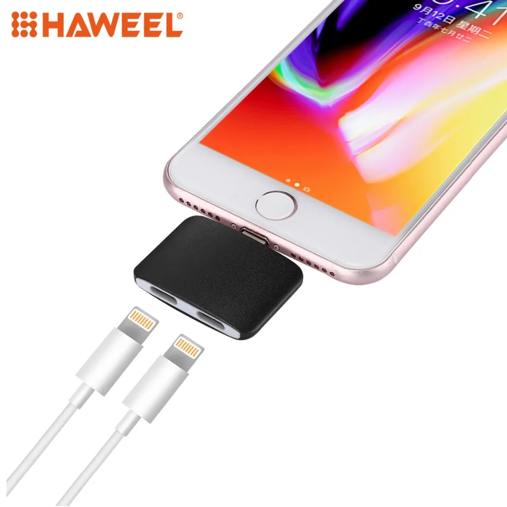 

HAWEEL 8 Pin Male to Dual 8 Pin Female Audio Charge Adapter For For iPhone XR / XS MAX / X & XS / 8 & 8 Plus / 7 & 7 Plus etc