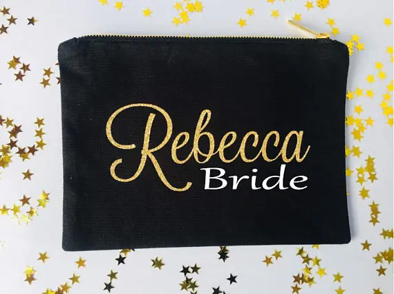 

customize bride tribe wedding bridal Bridesmaid Makeup Gift Make Up comestic Bags kits zipper pouches Clutches Birthday gift