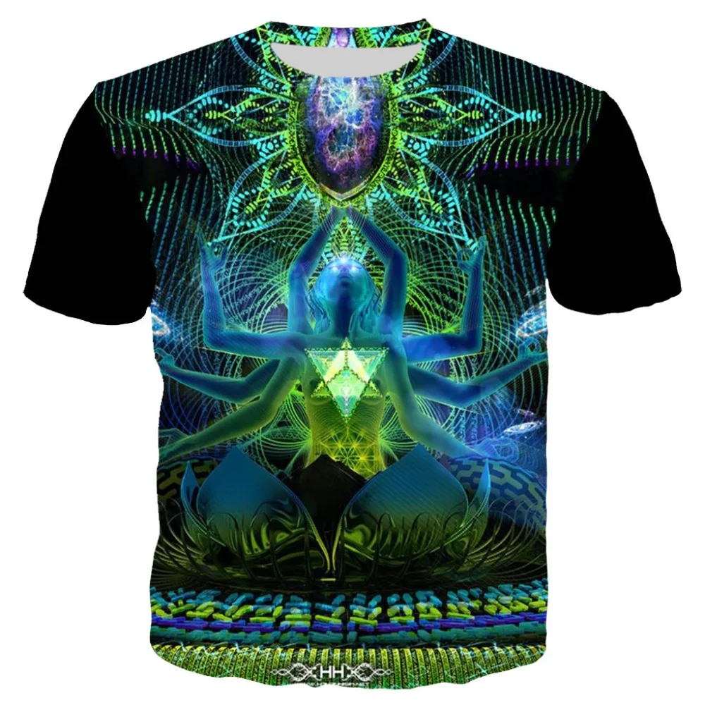 

YX Girl 2019 Summer Casual T shirt Men 3d Print Psychedelic Shakti T-shirt Short Sleeve T-shirts Tees Tops XS-7XL Dropshipping