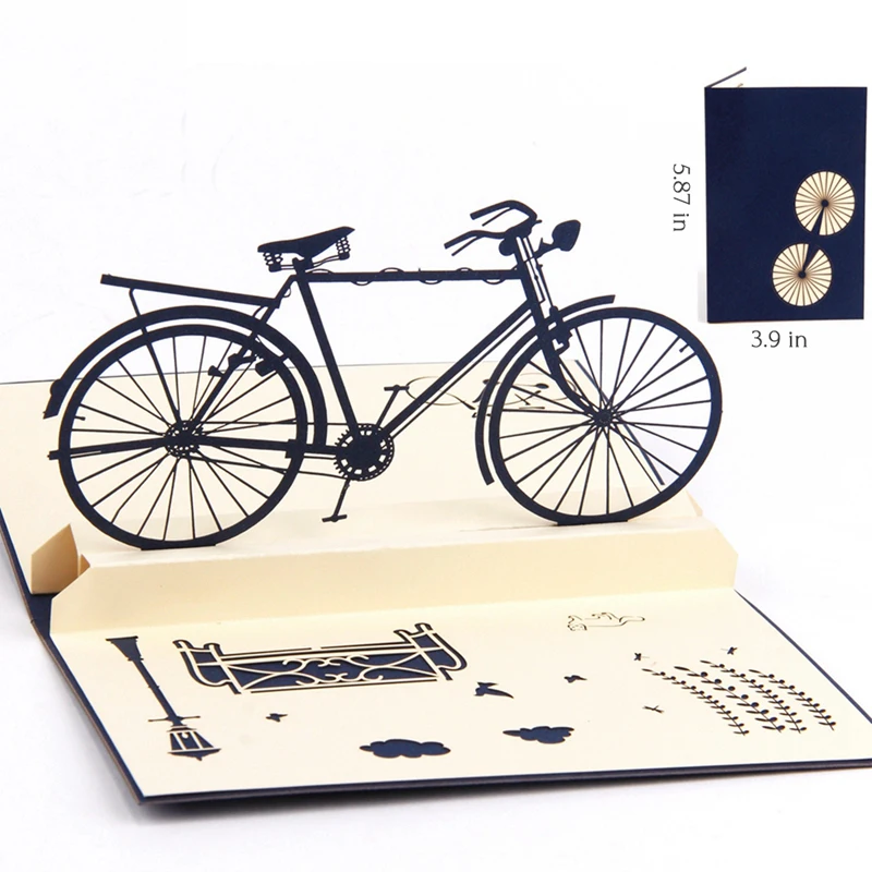 

3D Arts Crafts DIY Toys Up Handmade Laser Cut Vintage Cards Vintage Bike Gifts Postcard Birthday Greeting Cards For Lovers