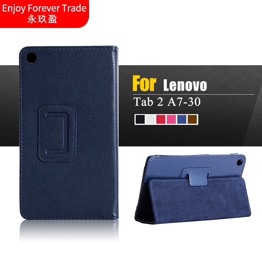 

Ultra Slim Litchi Grain 2-Folder Folio Stand PU Leather Skin Cover Case For Lenovo Tab 2 A7-30 A7-30TC A7 30TC A7-30HC 7" Tablet
