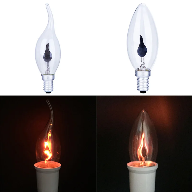 LED Edison Bulb E14 E27 3W Flame Fire Lighting Vintage Flickering