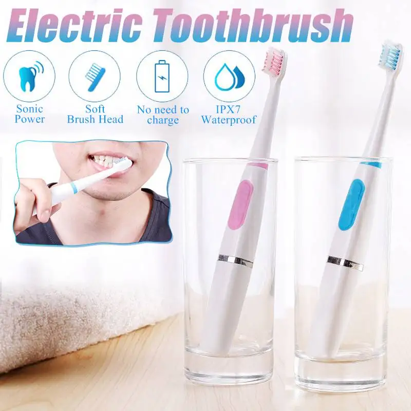 

Waterproof Electric Toothbrush Battery Sonics Teeth Brush Oral Hygiene Brush Oral Care Soft Brushes Head