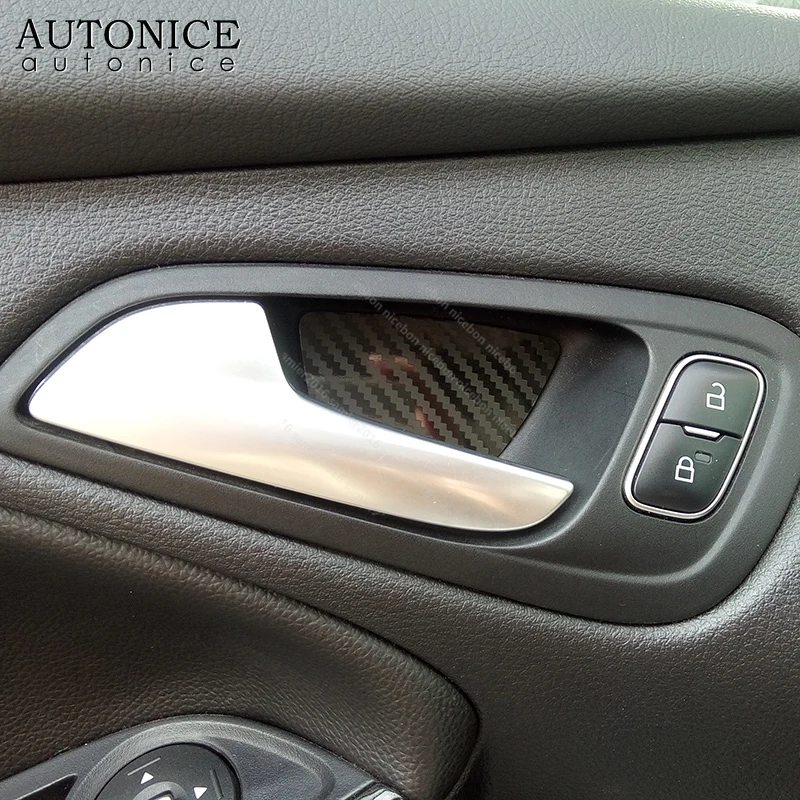 4 шт углеродного волокна цвет нержавеющая стальная Внутренняя дверь ручка Чаша Крышка для Ford Focus MK3 RS ST 2012