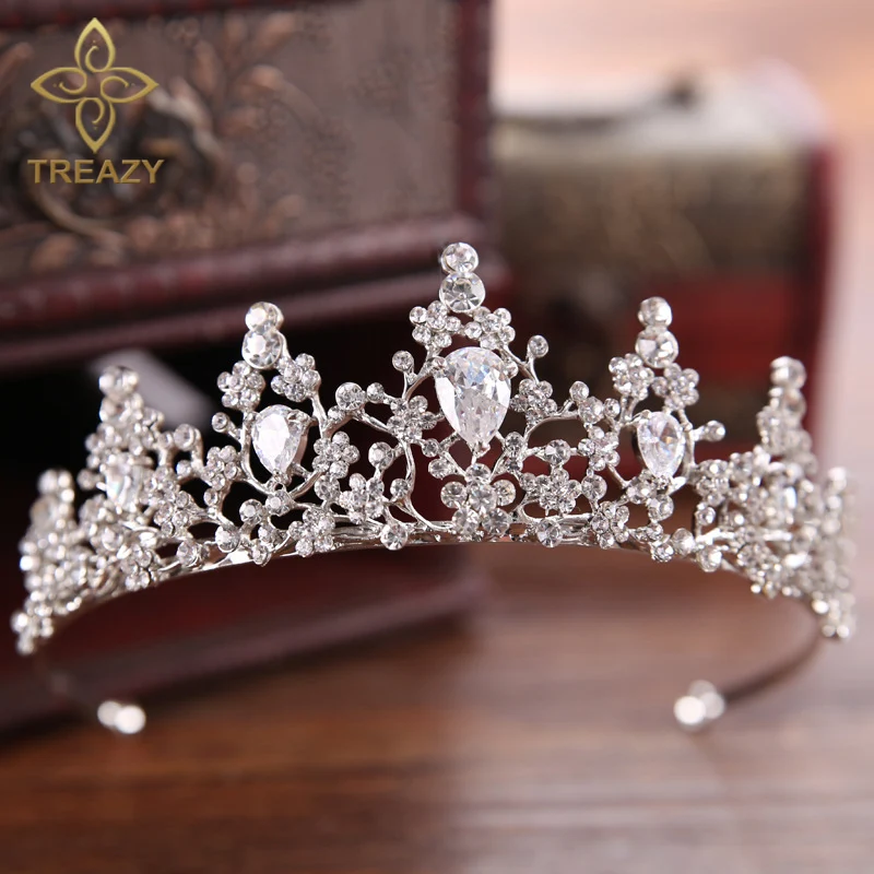 Свадебные тиары и короны с кристаллами TREAZY роскошные цветочные свадебные