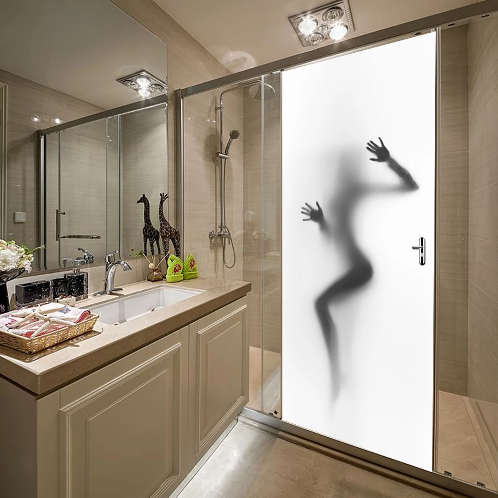 funlife 77x200 cm sexy silhouette donna peering design in vinile fai da te porta murale