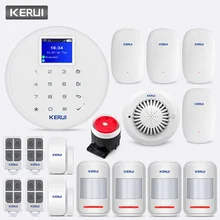 KERUI 433 МГц W17 Беспроводная GSM Wi-Fi сигнализация, датчик вибрации, пожарный детектор, домашний охранный пульт дистанционного управления, комплект сигнализации