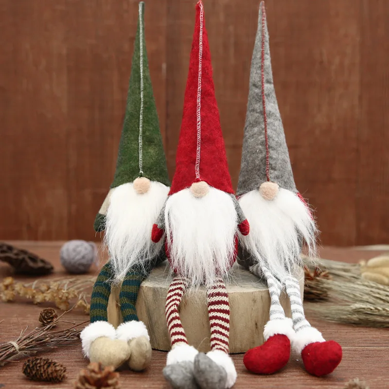 

2018 New Christmas Cute Sitting Long-legged Elf Festival New Year Dinner Party Home Christmas Decorations