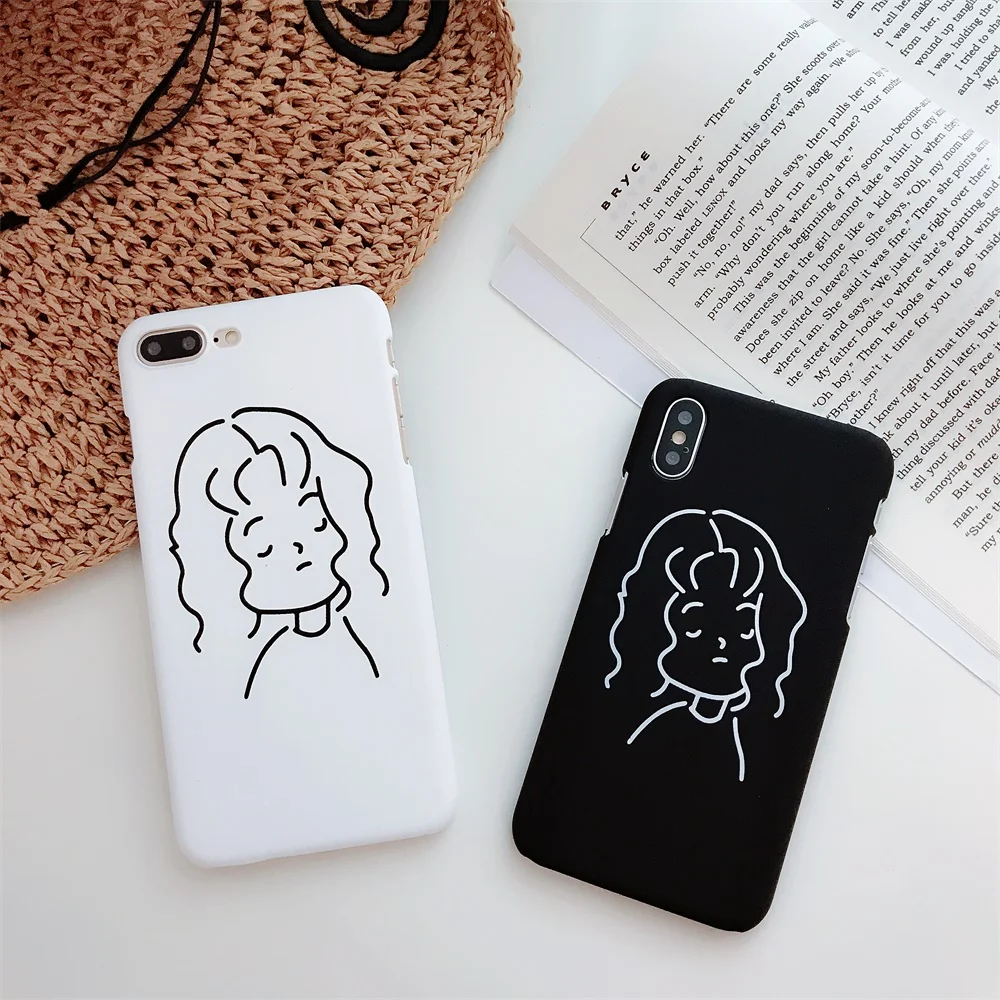For iPhone Case 6 6S 7 8 Plus X XR XS Max Plastic Girl Patterned Ultra Thin Phone Case For iPhone XS Max XR X 8Plus 7Plus Cover
