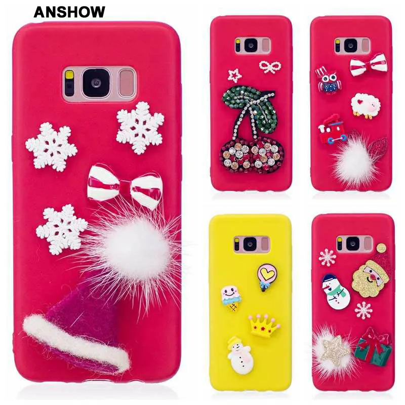 ANSHOW Bling Diamond Christmas Gift Soft Silicone Case For Galaxy Note 8 S8 Plus (J7 J5 J3)2017 Santa Claus Snow Cover 70PCS |