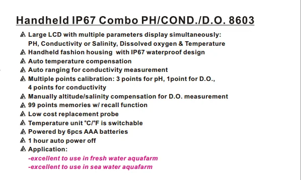 AZ8603 монитор качества воды, измеритель растворенного кислорода, рн-метр, рн, проводящий, соленость, измеритель температуры