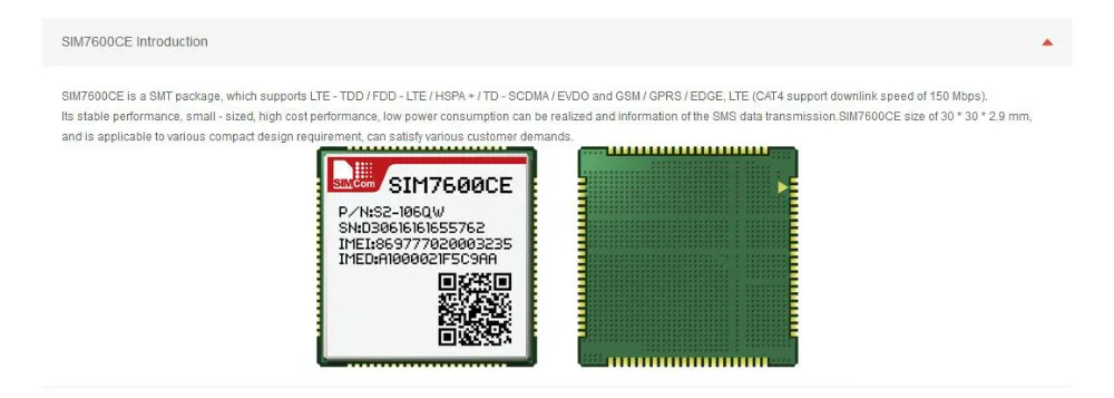 SIM7600CE simcomminipcie интерфейс Поддержка LTE TDD/LTE FDD/к оператору сотовой связи HSPA+/td-scdma/EVDO и GSM/GPRS/кромочная полоса, Поддержка LTE CAT4(1 шт