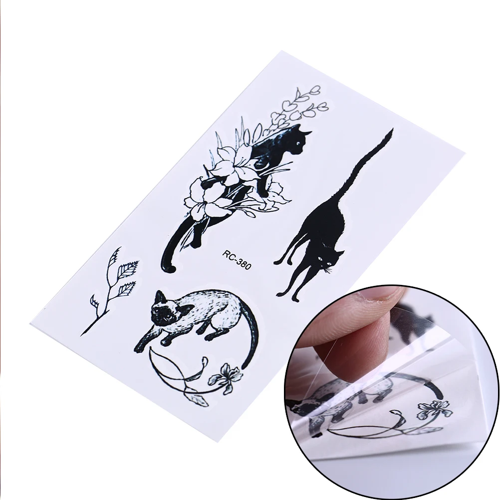 Безболезненные черные сексуальные кошки водонепроницаемые 10,5*6 см Временные татуировки флэш поддельные боди-арт хна татуировки наклейки