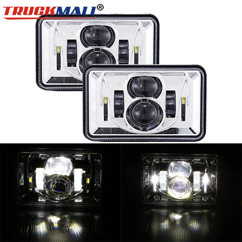 

Black Square 4x6Inch LED Truck Headlights 12V 24V Projector Headlamps for Peterbilt Kenworth T800 T400 T600 W900B/L Trucks