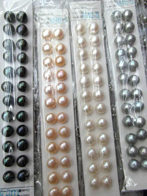 

5-14mm 24pcs High quality genuine pearl round coin round freshwater white pink champange black mixed beads focal