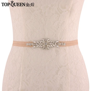 

TOPQUEEN Luxury Crystal Rhinestones Evening Party Gown Dresses Accessories Wedding Belts Sashes Bridal Elastic Belt SJD-S270
