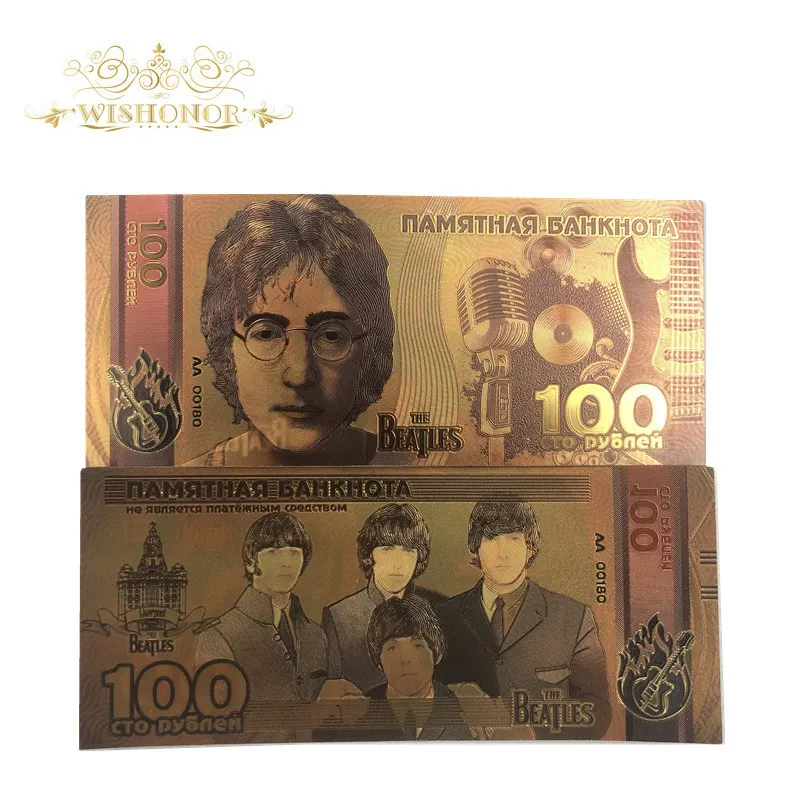 Красивые 10 шт./лот, русские банкноты, 100 рубля, банкноты, 24k позолоченные, поддельные деньги, позолоченные, деловой подарок - Цвет: Синий