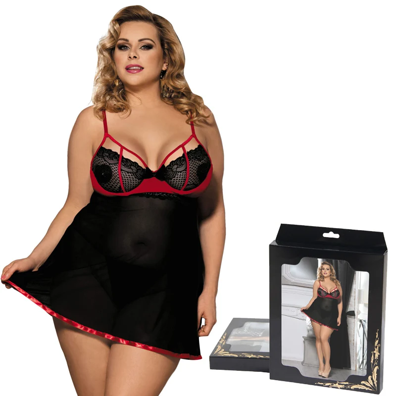 

RS80245 Women Nightwear M XL 2XL 3XL 4XL 5XL 6XL Sexy Short Lace Nightgown Nightwear Women Night Dress With High-end Packing