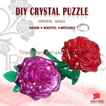 

DIY stereo with flash sleep rose puzzle 3D building children's educational toys and gifts