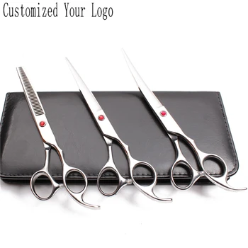 

Suit 7.0" Customized Logo Dog Grooming Kit Cutting Scissors Thinning Shears Curved Scissors Animal Shears Pet Scissors Kit C3003