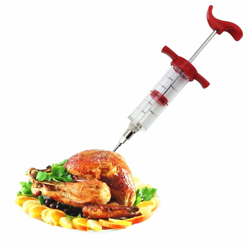 

1Set Meat Injector Stainless Steel Needles Spice Syringe Marinade Injector Flavor Syringe Cooking Meat Turkey Chicken BBQ Tool