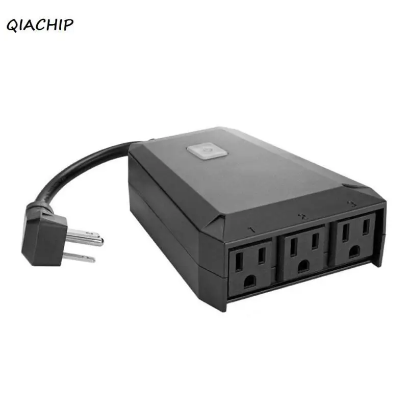 

QIACHIP WIFI Wireless Socket Smart Wall Plug Work with Amazon Alexa Timing App Remote Control light switch US Plug 1 In 3 Out H4
