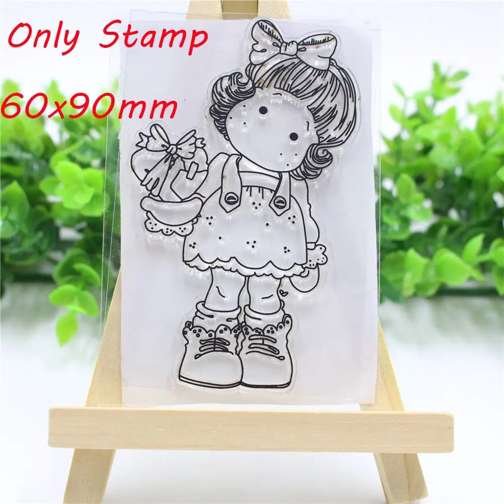 

Decorative Lovely Gift Girl Transparent Stamps + Metal Cutting Dies Stencils Scrapbooking Embossing for DIY Crafts Photo Album