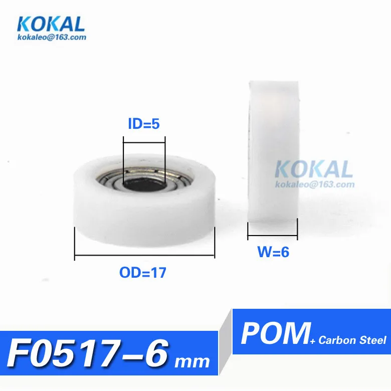 

[F0517-6]free shipping 10PCS minisize flat type roller wheel roller 5*17*6 bearing pom pulley roller