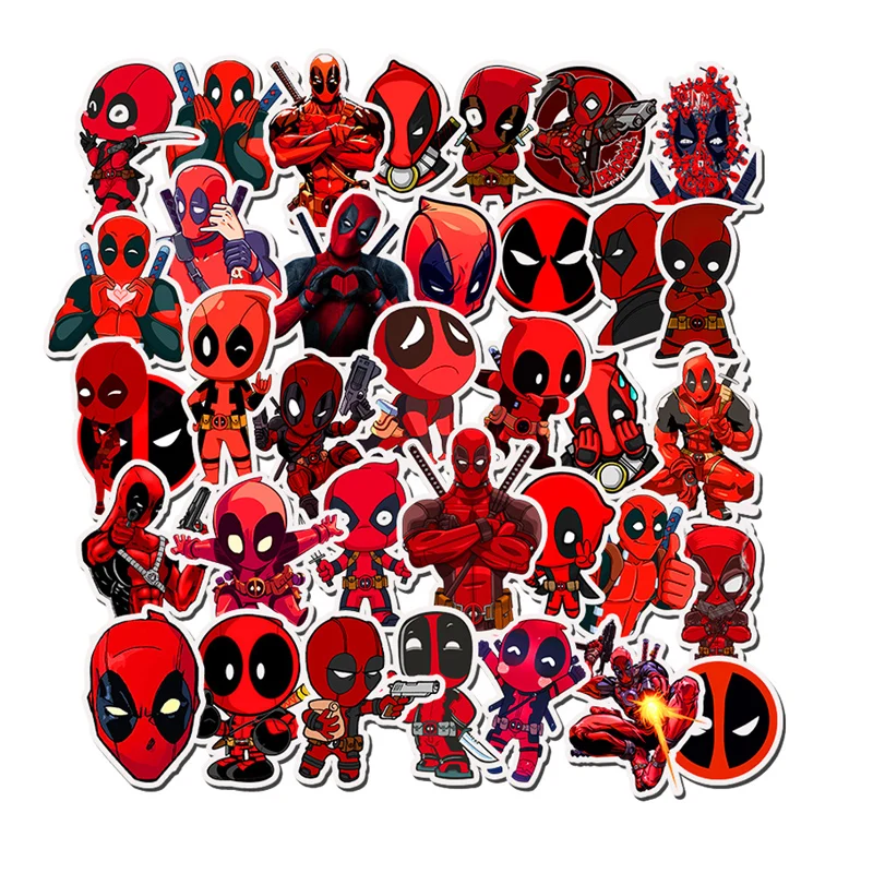 35 шт./упак. мультфильм милые наклейки Deadpool супер наклейка с героем для сноуборда Чемодан автомобильный холодильник Ноутбук Граффити Стикеры