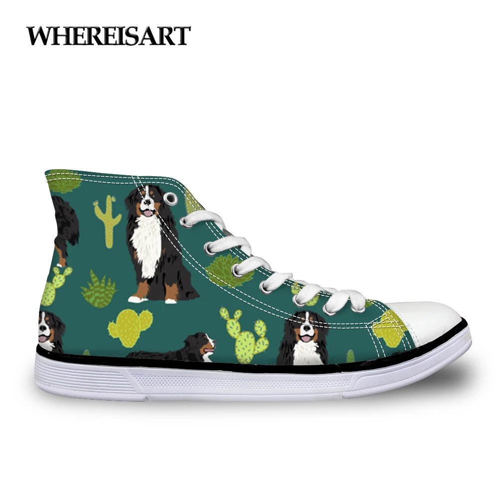 

WHEREISART Autumn Fashion Bernese Mountain Dog Printed Sneakers Women Vulcanized Shoes Ladies Casual Shoe Flat Zapatillas Mujer