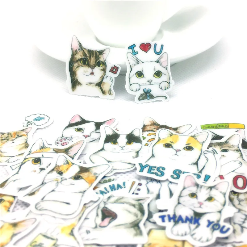 

30 Pcs Hand-drawn cat Sticker for kids toys book phone School Supply Fashion Decoration Vinyl Decals DIY Stickers scrapbooking