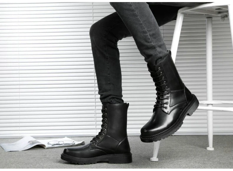 Men's Boots' Mens Mid-calf Winter Boots Men Waterproof Lace-up Military Boots' Men Tactical Boots Army Desert Boot Plus Size 45  (1)