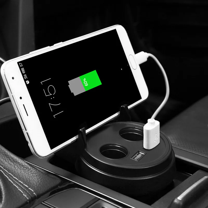 Портативный с 360 Roration держателем двойная чашка USB тип автомобильное зарядное