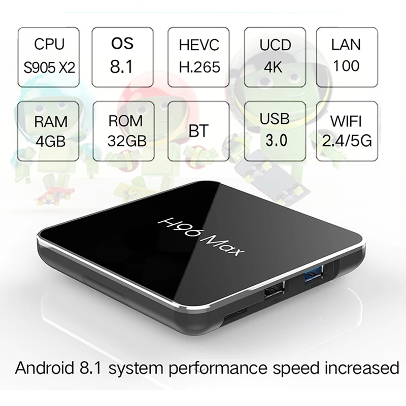H96 maxx2 Android 8.1 IPTV TV Box Amlogic S905X2 4+32G/64GB USB 3.0 4K H.265 FULL HD IPTV Subscription M3U Smart TV BOX TV