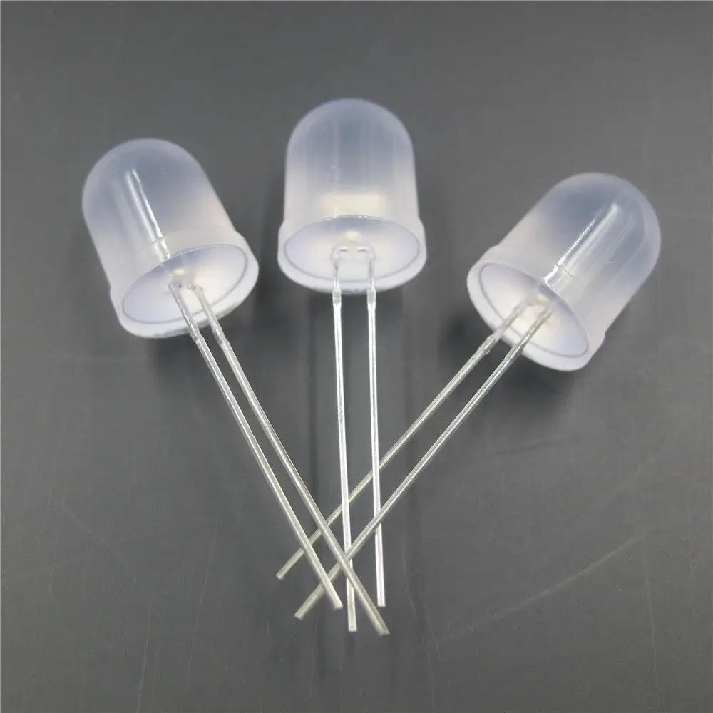 1000 шт. LED 10 мм диффузный Светодиодный белый круглый Топ излучающие диоды ультра