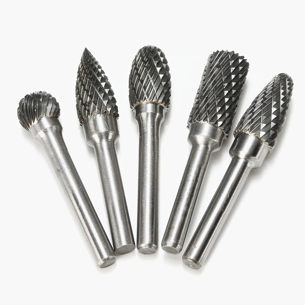 

5Pcs 12mm Tip Tungsten Carbide Rotary milling cutter wood carving Point Burr Die Grinder Bit 6mm Shank router bit