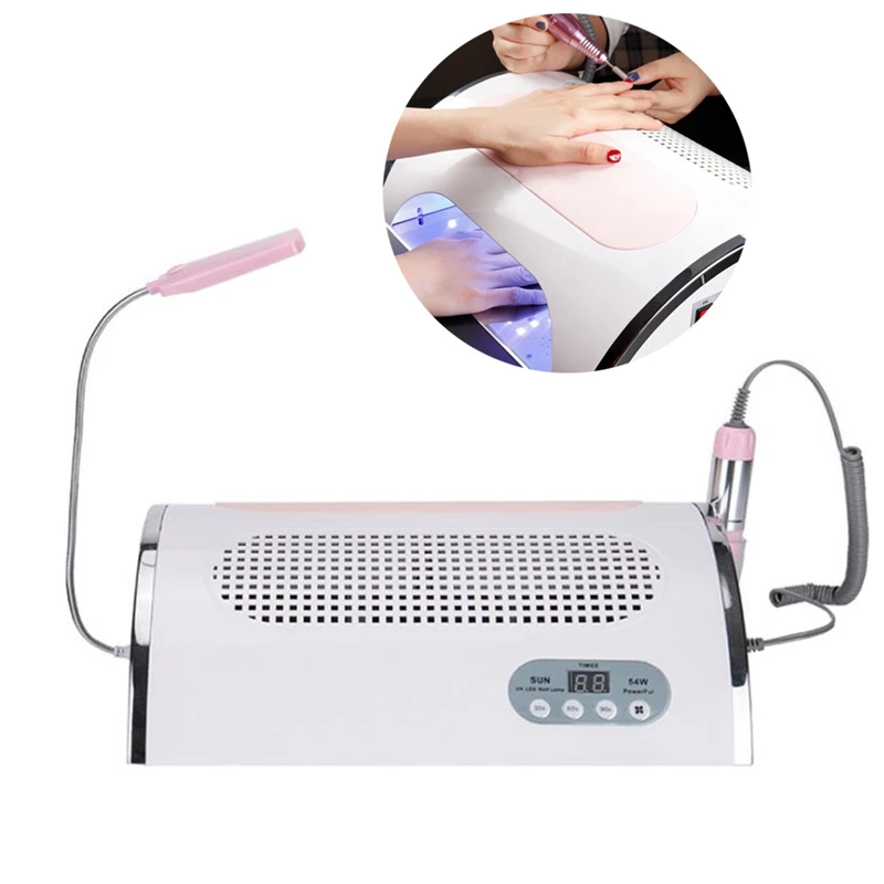 

NEW-54W Uv Nail Lamp 4 In 1 Nail Art Equipment Electric Nail Drill Machine Nail Dust Suction Vacuum Led Lighting