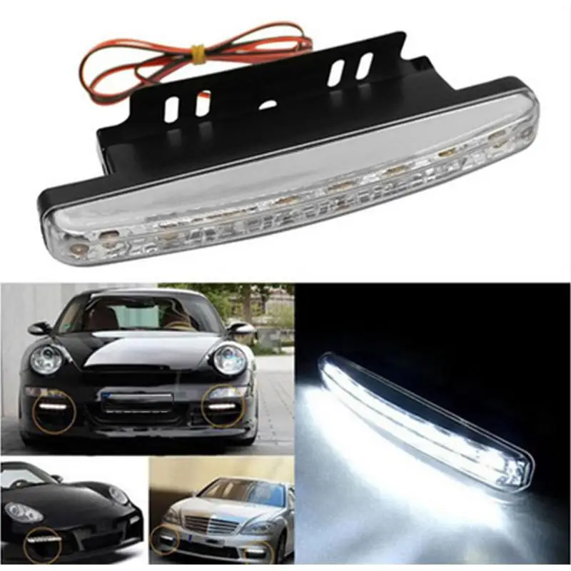 

Adeeing 1Pair Car Headlight High Power High/Low Beam Warning Driving Fog Lamp Auto Head 8 LED Daytime Light Accessories
