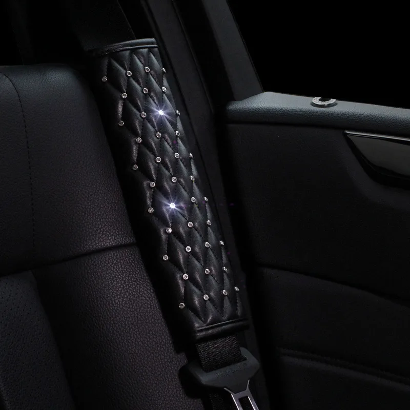 Новые Кристальные алмазные Чехлы рулевого колеса автомобиля для женщин девушек кожаные Стразы покрытые рулевым колесом аксессуары для интерьера - Название цвета: seat belt cover