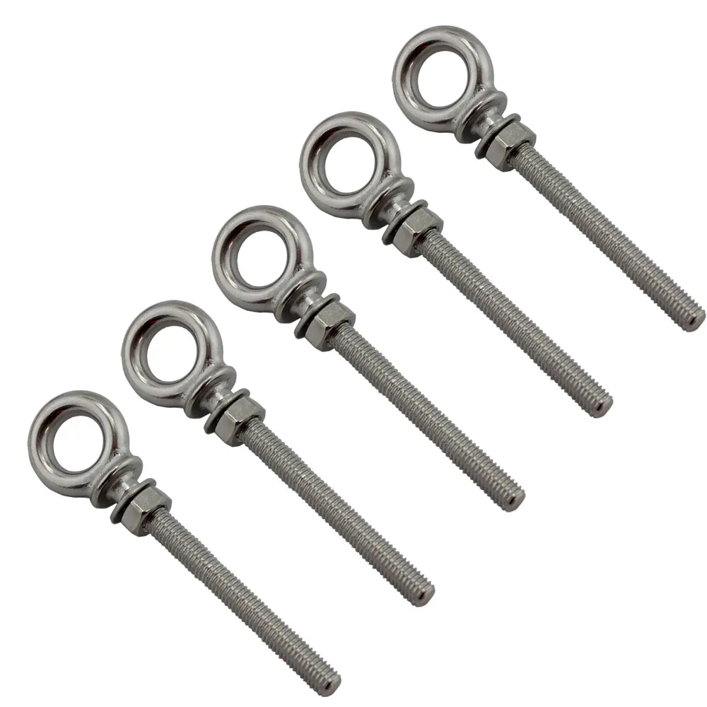 

Stainless Marine Heavy Lifting Long Eye Bolt Marine Lifting HX Long Eye Bolt Ring Screw Loop Hole for Cable Rope 5pcs M6 M8 M10