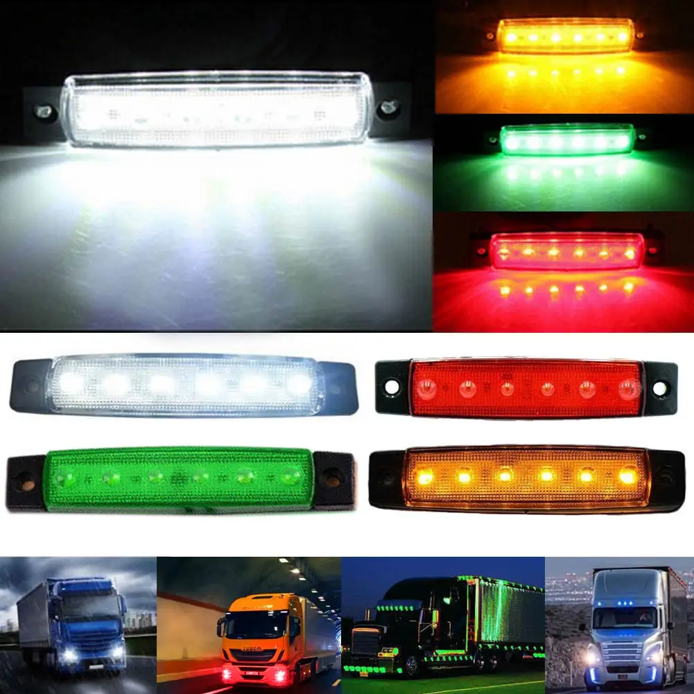 Super Bright 10Pcs 6LED Side Marker Indicator Signal Lamp Light DC12V For Truck Trailer Bus Lorry