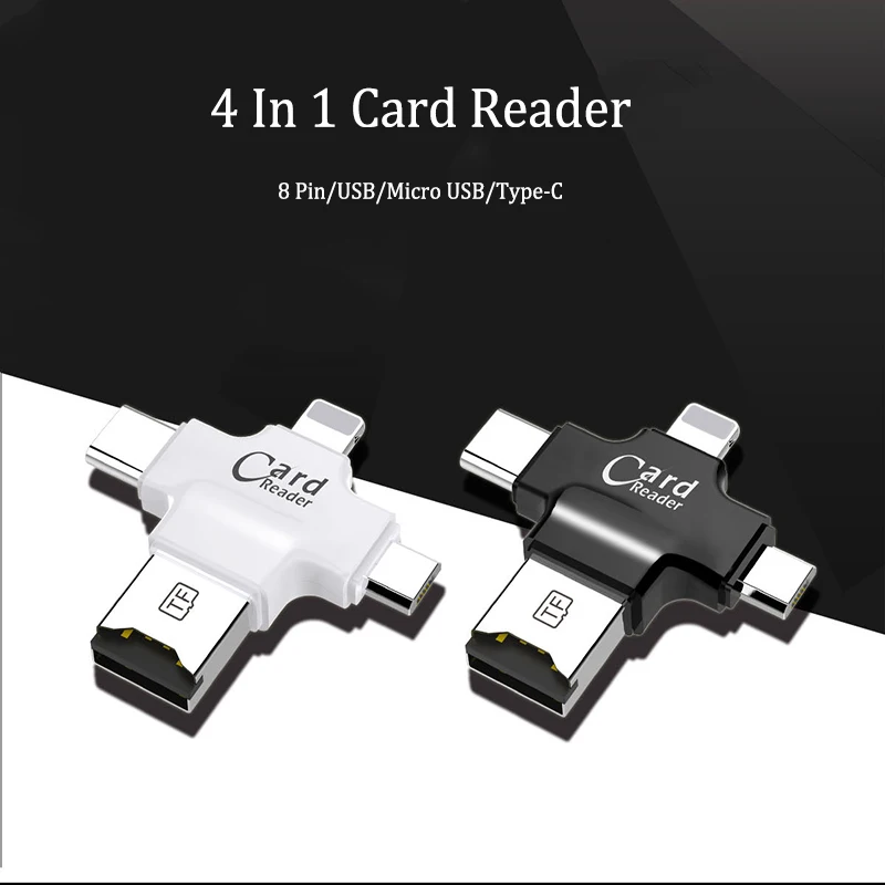 4 в 1 Micro usb type C USB Смарт OTG кард-ридер карты памяти SD адаптер для IOS iPhone Android samsung