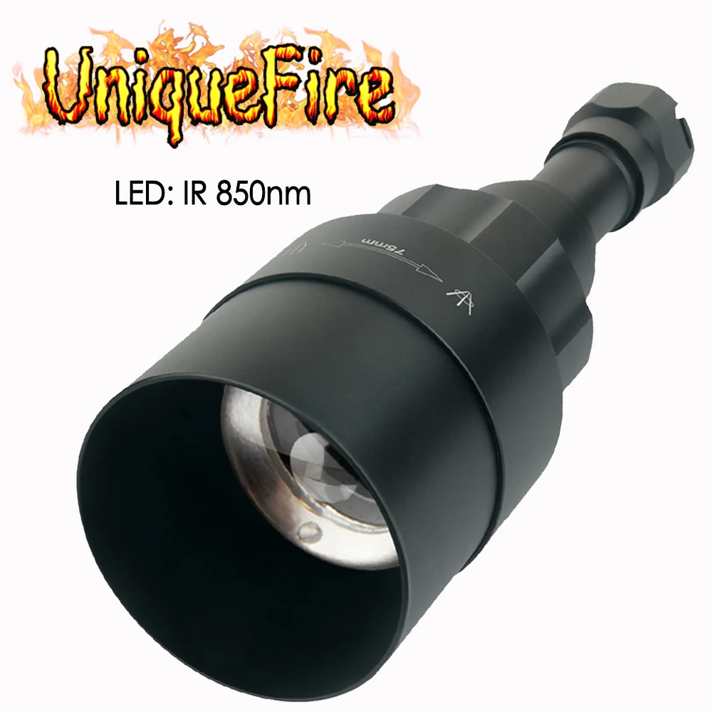 UniqueFire 1605 OSRAM IR 850mm Infrared Flashlight 75mm lens Night