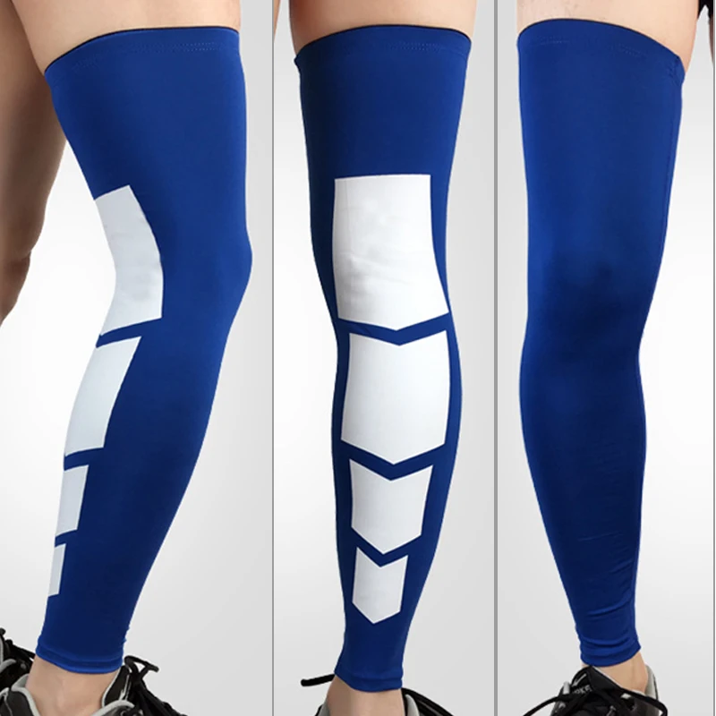 1 шт. профессиональные спортивные силиконовые противоскользящие длинные гетры для колена, поддерживающие компрессионные наколенники, защитные накладки, спортивные баскетбольные гетры - Цвет: Blue