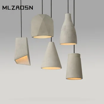 

Cement restaurant lights Nordic art creative personality living room single head geometric little pendant lamp