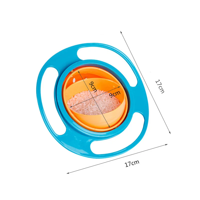360 Вращающаяся детская пищевая пластиковая чаша в Стиле НЛО гироскопа круглая герметичная антидемпинговая Переливающаяся детская подача фрукты поворотный стол