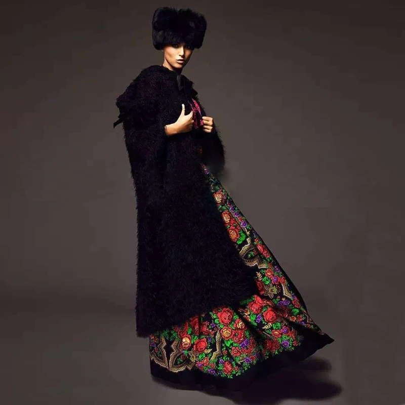 Европейский женский топ, модная новинка, весеннее длинное платье макси в русском стиле, с кисточками, в стиле пэчворк, с принтом, винтажное платье размера плюс