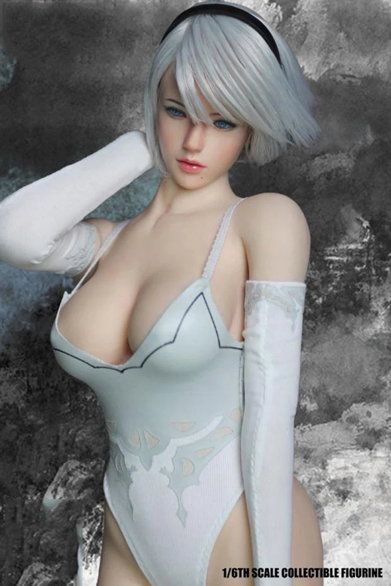 Коллекционная 1/6 шкала 2B PS4 NieR Automata голова Sculpt резные короткие белые окрашенные волосы модель для 12 дюймов фигурка тела