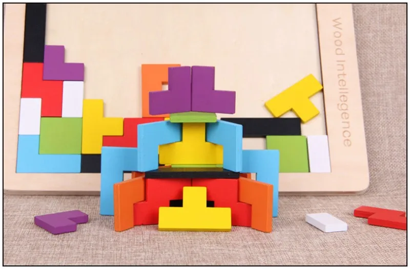 Детские деревянный тетрис игрушечные лошадки паззлы красочные доска для головоломки Дети Magination Intellectual Развивающие детские игрушки для детей подарок