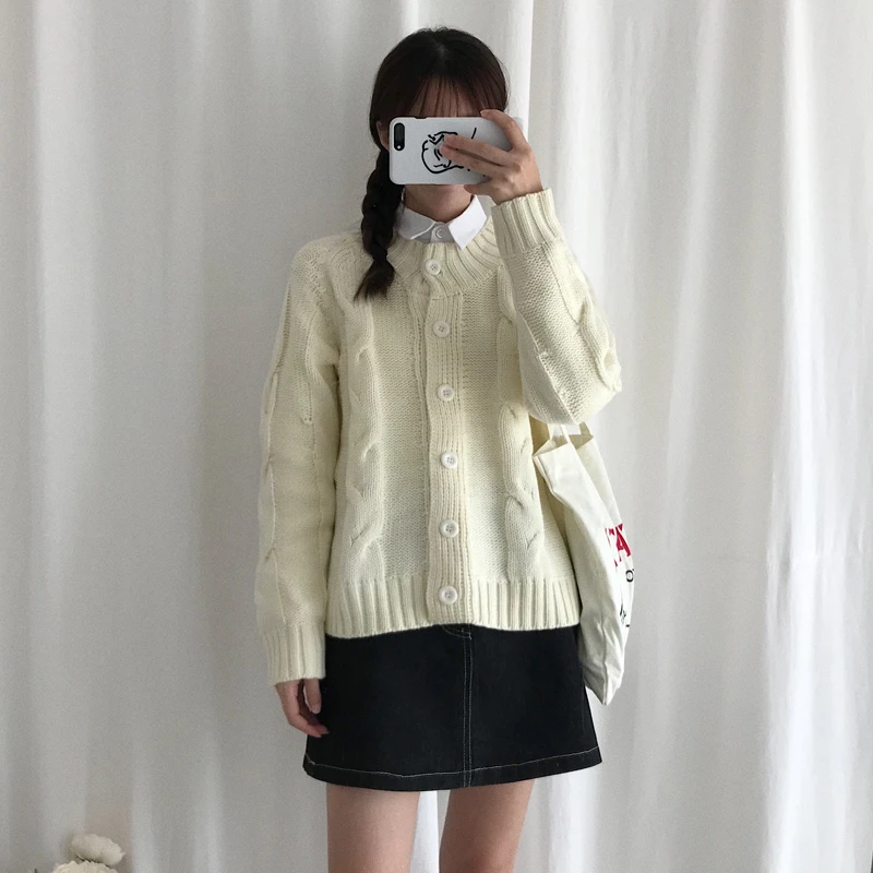 Women's Cardigan Sweater Long Sleeve Button Down Soft Knit thick Sweater Coats Purple